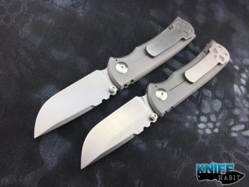 mid-tech ramon chaves american made redencion 228, s35vn blade steel, bead blasted titanium frame, skull clip