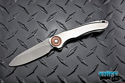 custom curtiss slimline cruz knife, copper, cts-xhp blade steel