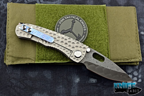custom DSK Tactical diamondback knife, damascus blade, mokuti clip, titanium frame lock