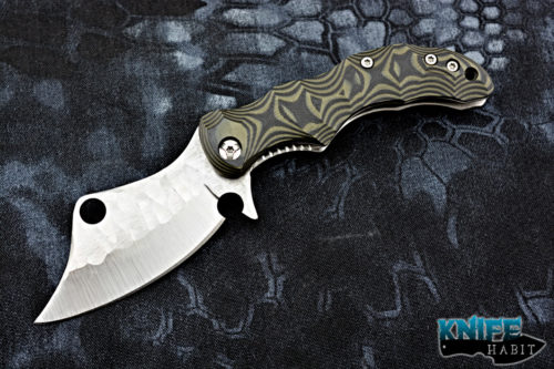 custom aperion bladeworks ganondorf cleaver flipper knife, black OD green g10