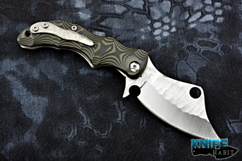 custom aperion bladeworks ganondorf cleaver flipper knife, black OD green g10