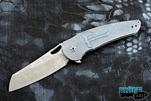 custom jake hoback osf knife, fallout blues finish, acid wash blade steel