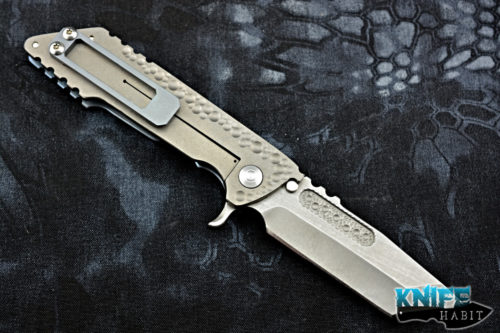 custom dsk kickstand knife, dan sullivan, blue anodized milled titanium