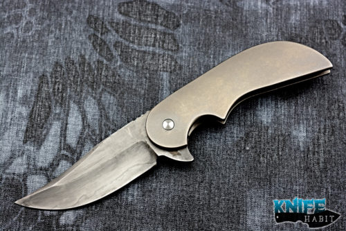 custom jeff vandermeulen barely legal knife for sale, w2 blade steel, titanium frame-lock