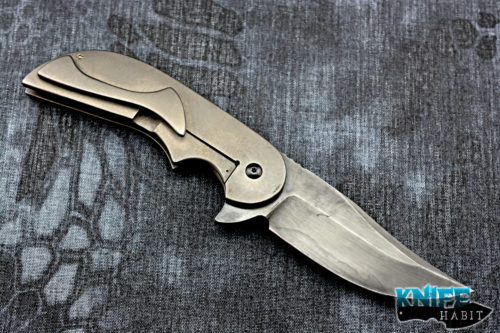 custom jeff vandermeulen barely legal knife for sale, w2 blade steel, titanium frame-lock