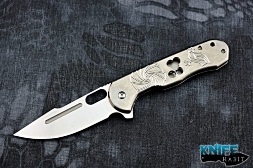 custom jeremy horton gerry mcginnis tac45 knife, stonewashed milled titanium frame