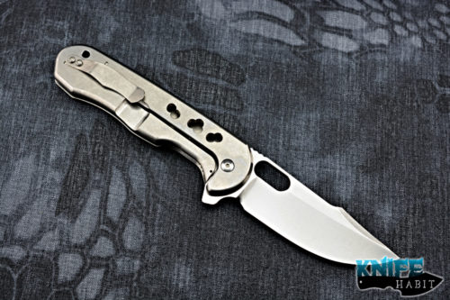custom jeremy horton gerry mcginnis tac45 knife, stonewashed milled titanium frame