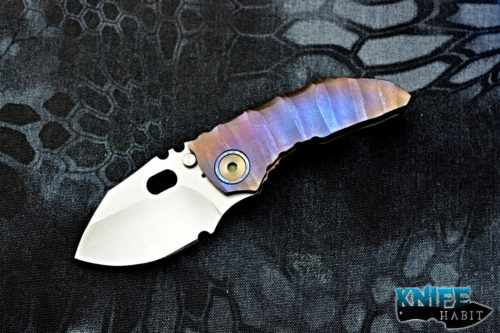 custom dalibor bergam mini draco integral knife, timascus collar, timascus clip, satin 3v blade, deep sculpted frame