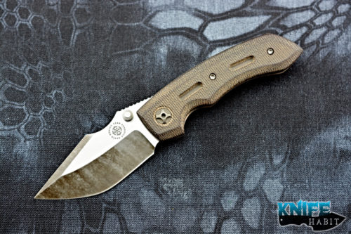 custom david mosier hybrid moments knife, etched blade