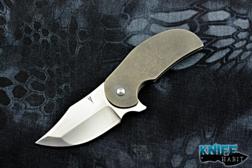 custom jeff vandermeulen perpetrator knife, mokuti pocket clip, a-11 carbon blade steel