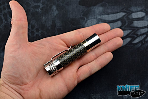 edc lumintop Prince Mini flashlight, best edc flashlight, stainless steel, light strike carbon fiber