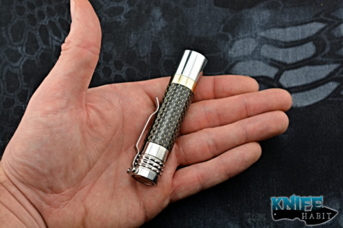 edc lumintop Prince Mini flashlight, best edc flashlight, stainless steel, light strike carbon fiber