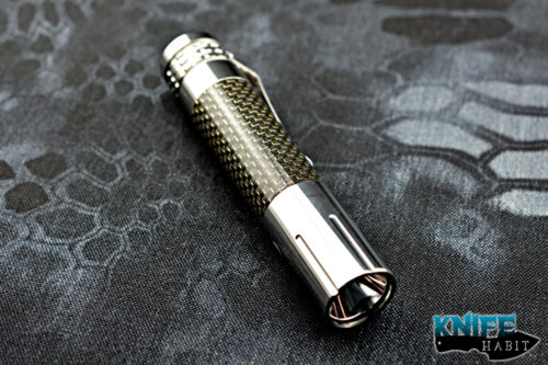 edc lumintop Prince SS flashlight, rechargeable 18650 battery, best edc flashlight, stainless steel, light strike carbon fiber