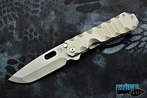 custom DSK tactical GF-1 knife, milled stonewashed titanium handle, CPM 154 blade steel