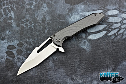 semi-custom midtech gavko mako v2 knife, milled black titanium, blue clip