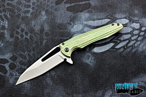 customized gavko hybrid mako v2 mid-tech knife, green bronze milled titanium