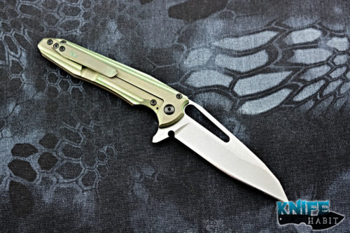 customized gavko hybrid mako v2 mid-tech knife, green bronze milled titanium