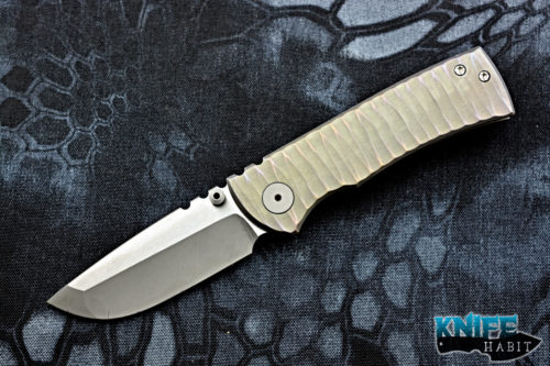 customized ramon chaves 228 knife, scultped scales, blurple anodized, stonewashed grind