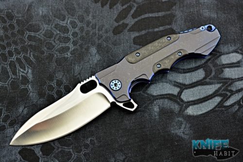 semi-custom andre de villiers hummer knife, adv tactical, blue anodized, acid washed, s35vn blade