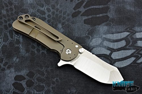custom direware m8 knife, bronze titanium, speed holes, satin bohler m390 blade