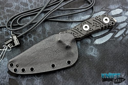 custom dj urbanovsky american kami m16 knife, fixed blade, s35vn steel, anthracite grey dlc, black g10 handle