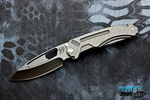 semi-custom greg medford infraction knife, carbon fiber, black pvd d2 blade