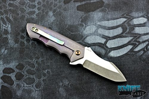 custom jonathan mcnees baby bolt knife, zirconium bolster, lscf scales