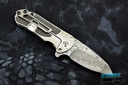 custom direware t-95 knife, damascus drop point blade, silver lSCF