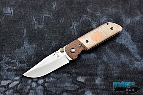 custom jonathan mcnees tanjun knife, thunderstrike kevlar bolsters, copper superconductor handle
