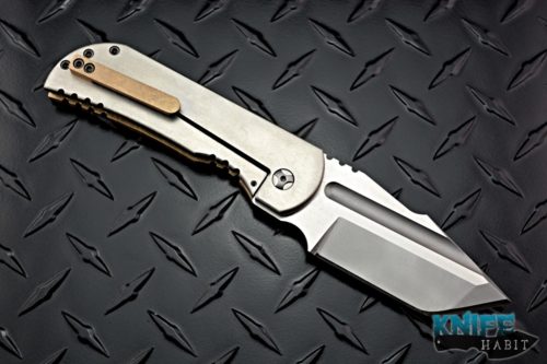 custom alphahunter tactical design apocalypse knife, ssp bronze, dc53 blade steel