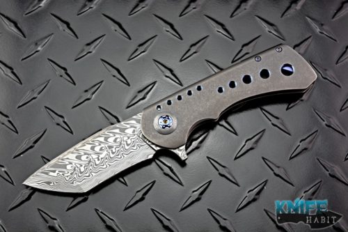 custom rick barrett quantum knife, gysinge damasteel blade