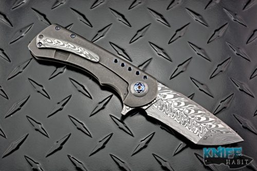 custom rick barrett quantum knife, gysinge damasteel blade
