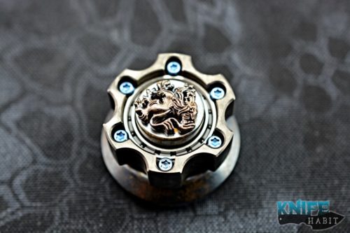 custom steel flame jewerly crusader lion cog ring spin set, custom spinner