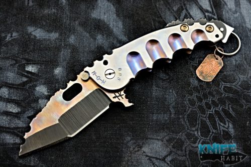 custom keeter knifeworks man-o-war knife, afterburn 3v blade, grenade pin
