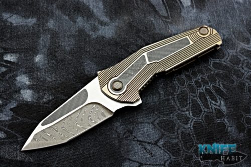 custom mikkel willumsen sugga knife, urban tactical, damascus blade, carbon fiber inlays