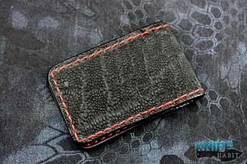 custom travis poole bad love leather wallet, thin man credit card wallet, elephant trunk, lizard skin