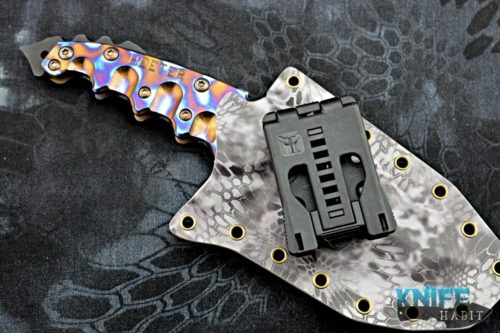 custom todd heeter m-f (er) fixed blade knife, 3v blade steel, skull crusher