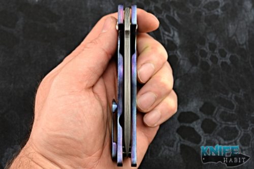 custom richmade knives grim reaper knife, timascus handle, vegas forge stainless damascus blade