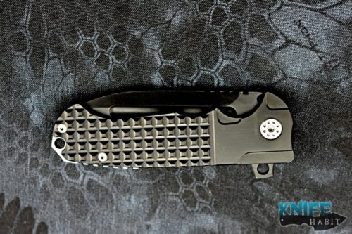 custom andre de villiers adv tactical pathfinder knife for sale, black s35vn blade steel, blackened titanium