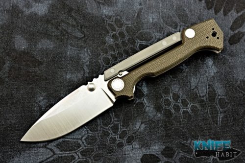 custom demko knives mg ad15 knife, green micarta handle, s35vn blade steel