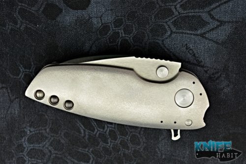 custom direware h-92 knife, full titanium bead blasted frame, bohler m390 blade steel