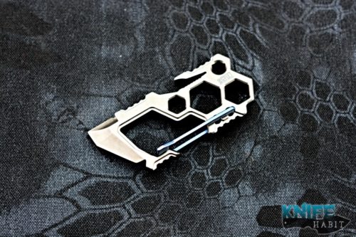 custom ti2 design para-biner utility multitool, blue anodized titanium