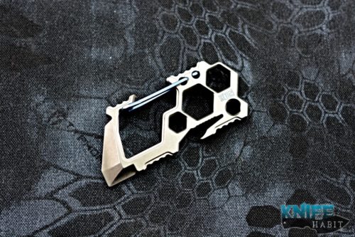 custom ti2 design para-biner utility multitool, blue anodized titanium