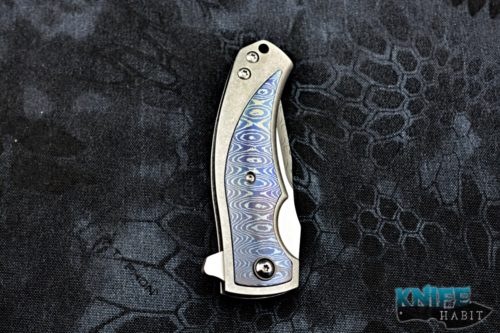 custom les george valmara dress knife, timascus overlays, damascus blade steel