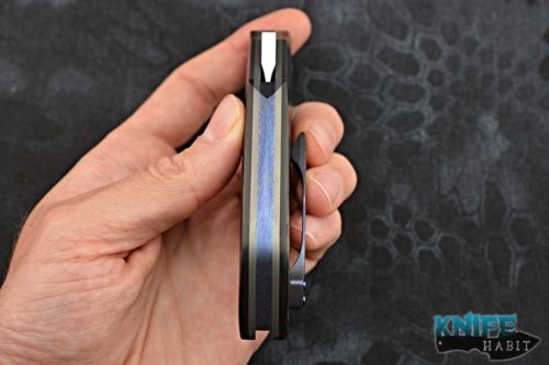 custom tashi bharucha terrior knife, blade show 2018, timascus bolsters, marbled carbon fiber scales