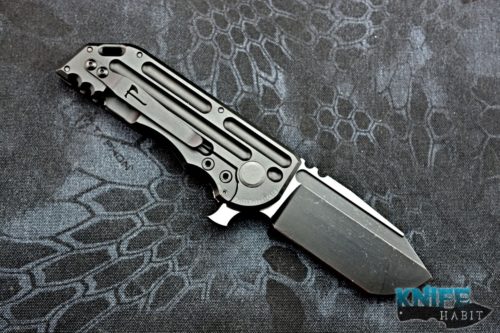 custom alphahunter tactical design jake hoback warhorse knife, black dlc coated