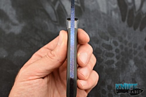 custom ncsteelwrx brandon corbin harpoon recurve tanto knife, dragonskin damascus blade steel, zircuti bolster handle