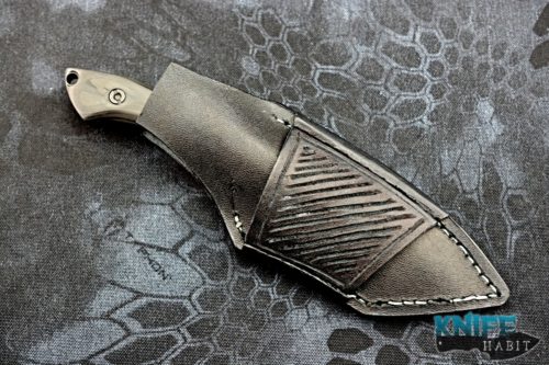 custom ncsteelwrx brandon corbin harpoon recurve tanto knife, dragonskin damascus blade steel, zircuti bolster handle