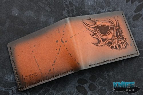 custom sergey rogovets extremaddiction leather wallet with skull logo