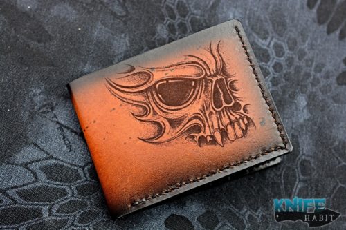 custom sergey rogovets extremaddiction leather wallet with skull logo